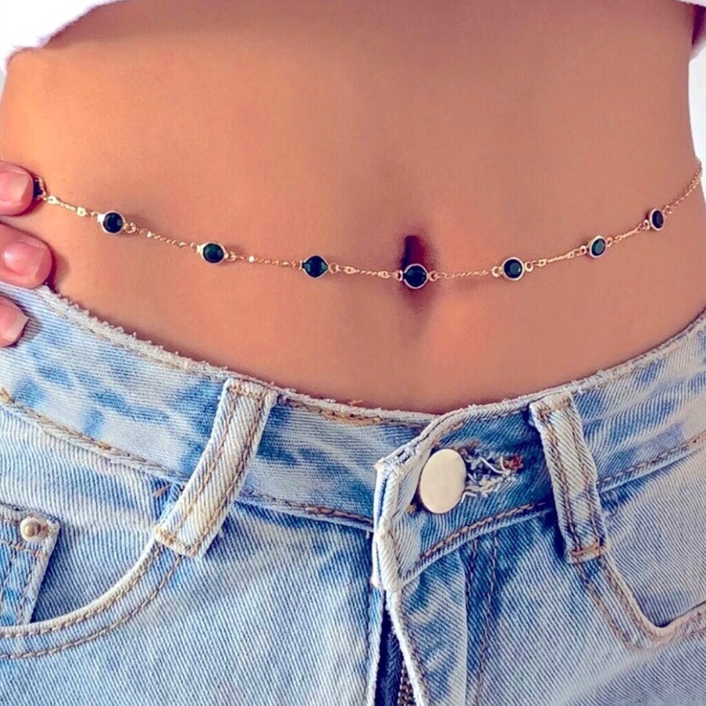 Green Bezel Chain Belt
